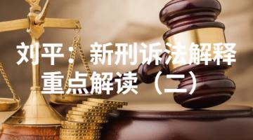 刘平：新刑诉法解释重点解读（二）